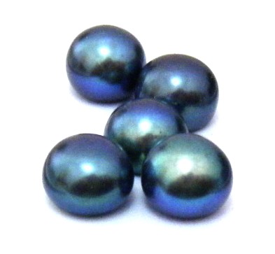 Black 7-8mm Half Drilled Button Single Pearls